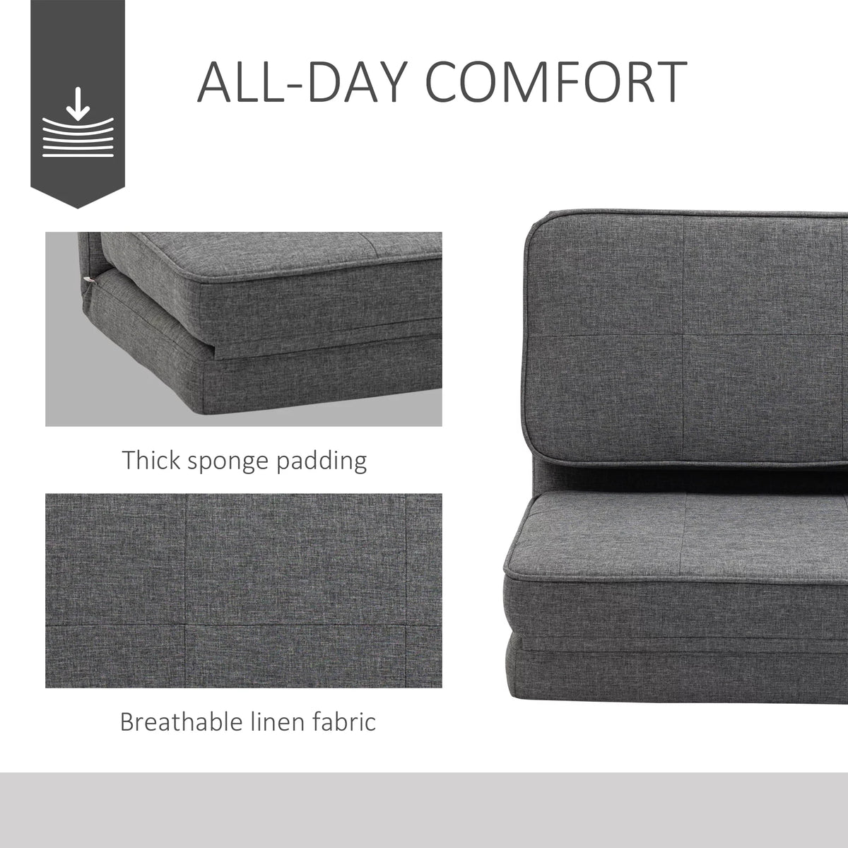 Dark Grey Convertible Flip Chair X55523