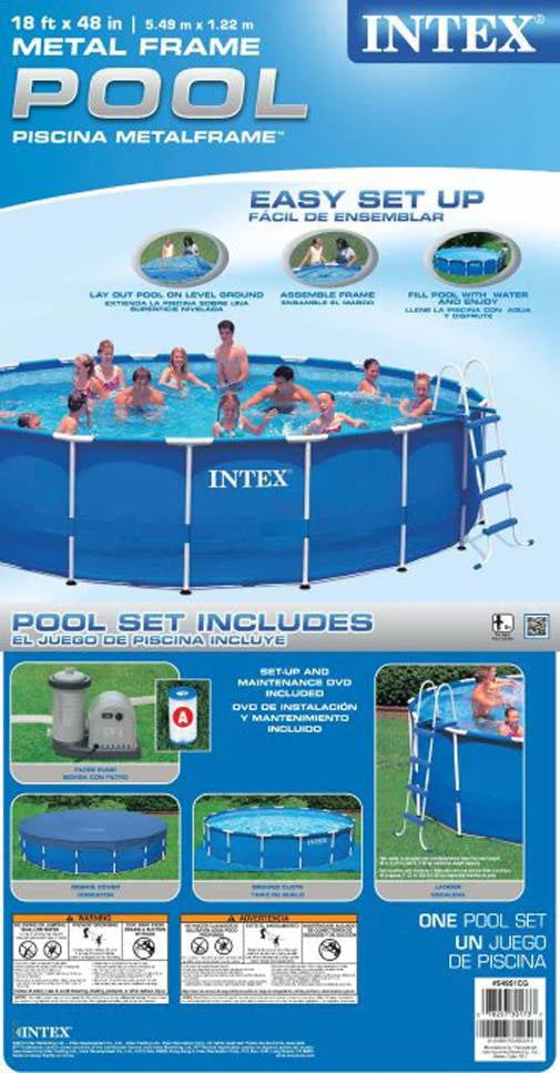 18ft x 48in Round Metal Frame Above Ground Swimming Pool Set W9010