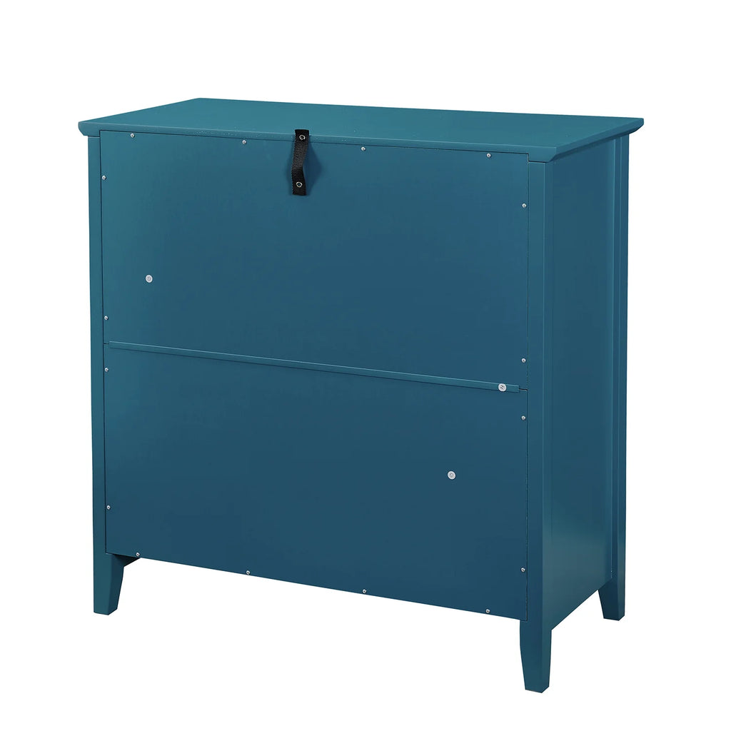 Teal Blue Wooden Buffet Cabinet with Adjustable Shelves Y677