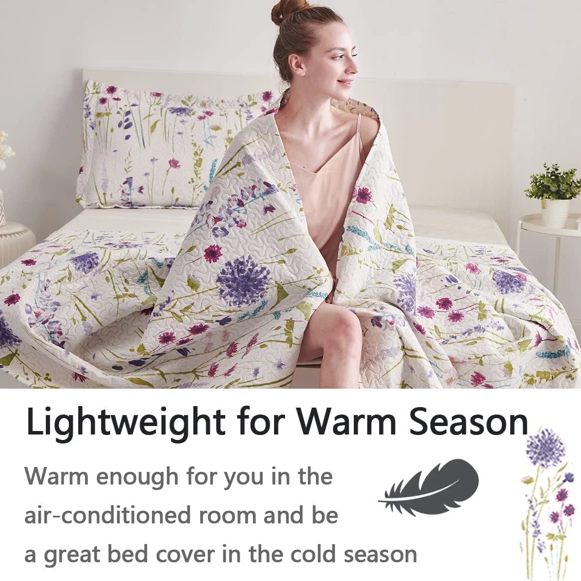 Floral Queen Bedding Microfiber Bedspread Set R418