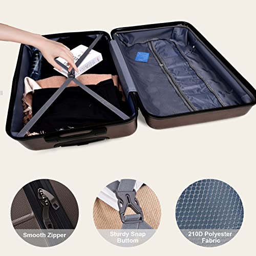 3 Piece Hardshell Expandable ABS Luggage Set with Spinner Wheels and TSA Lock 20in/24in/28in Cement Grey S896143