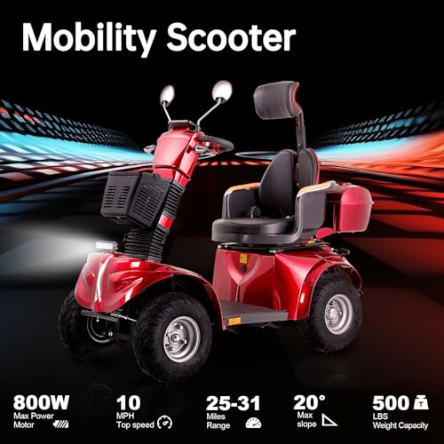 Red Heavy Duty 4 Wheel Mobility Scooter W969765