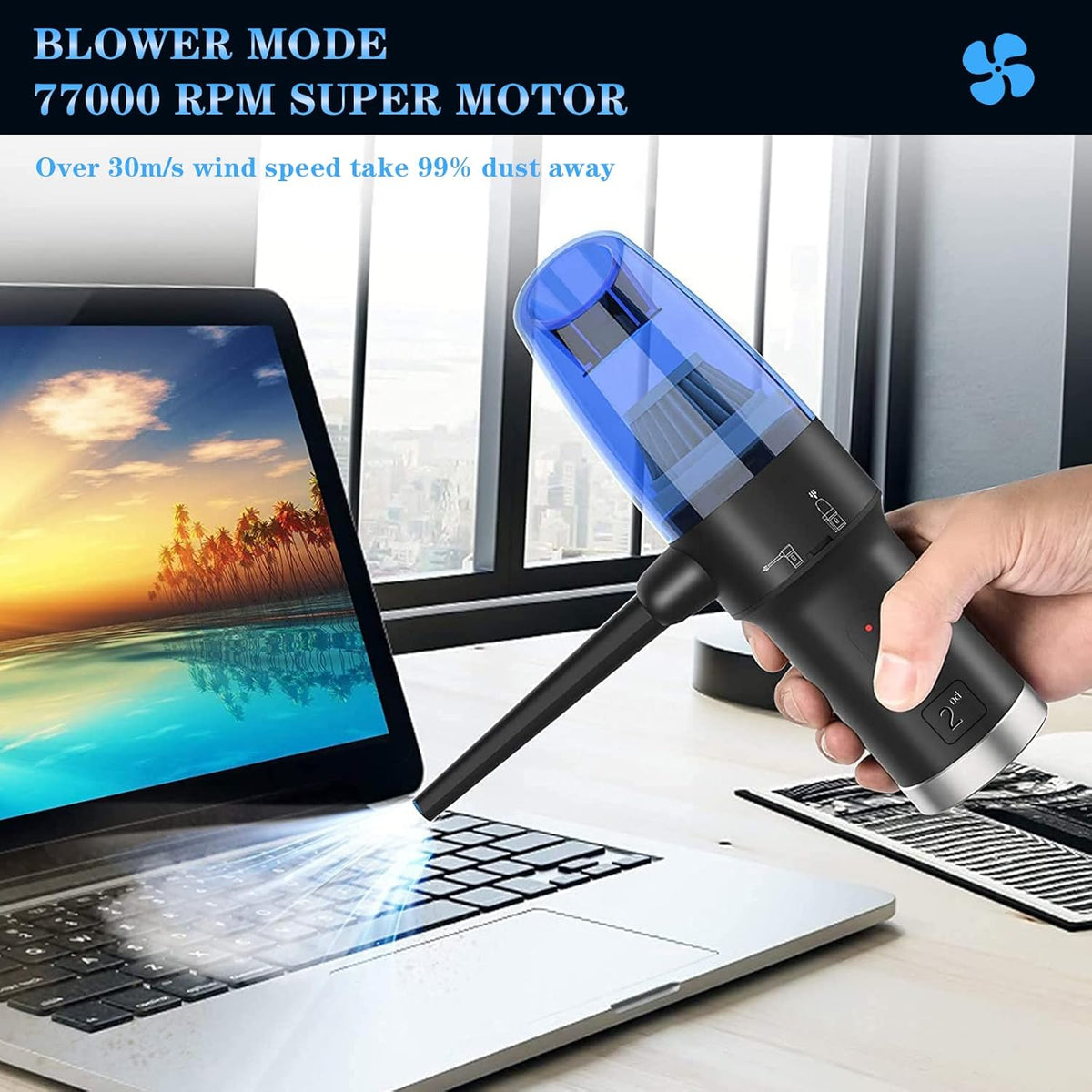 Cordless Air Duster & Vacuum 2-in-1, 6000mAh, Pack of 2 X6668