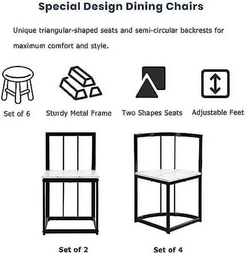 Compact Faux Marble Dining Table and Chairs 7 Piece Set T56764