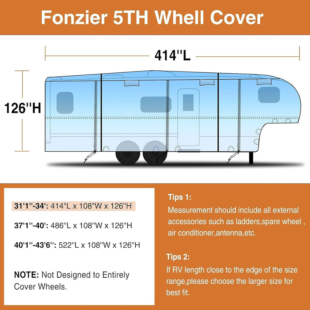 5 Layers Heavy Duty RV Cover with 2Pcs Straps & Gutter Covers J65832