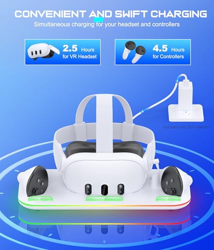 Charging Dock & Headset Stand with 2 Controller Rechargeable Batteries M7145