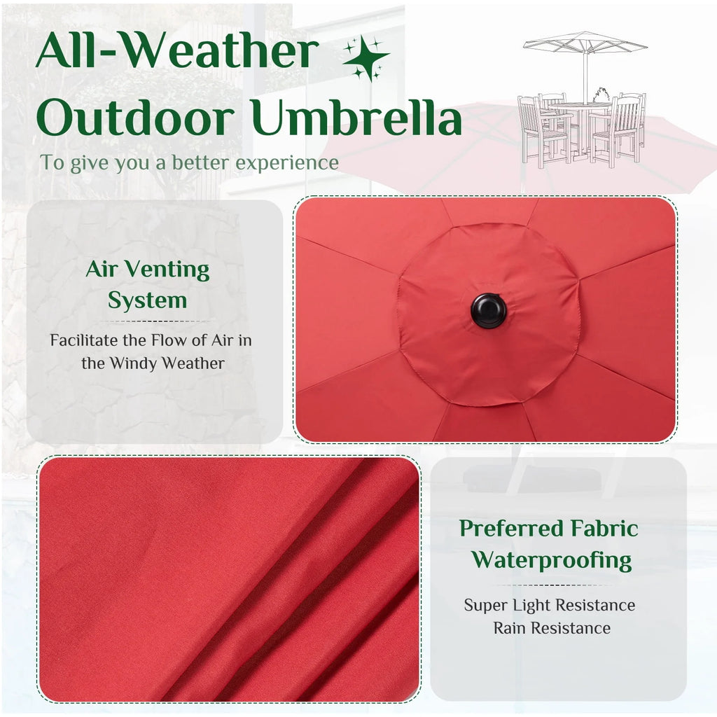 9-FT Outdoor Patio Umbrella with Push Button Tilt and Crank E81987