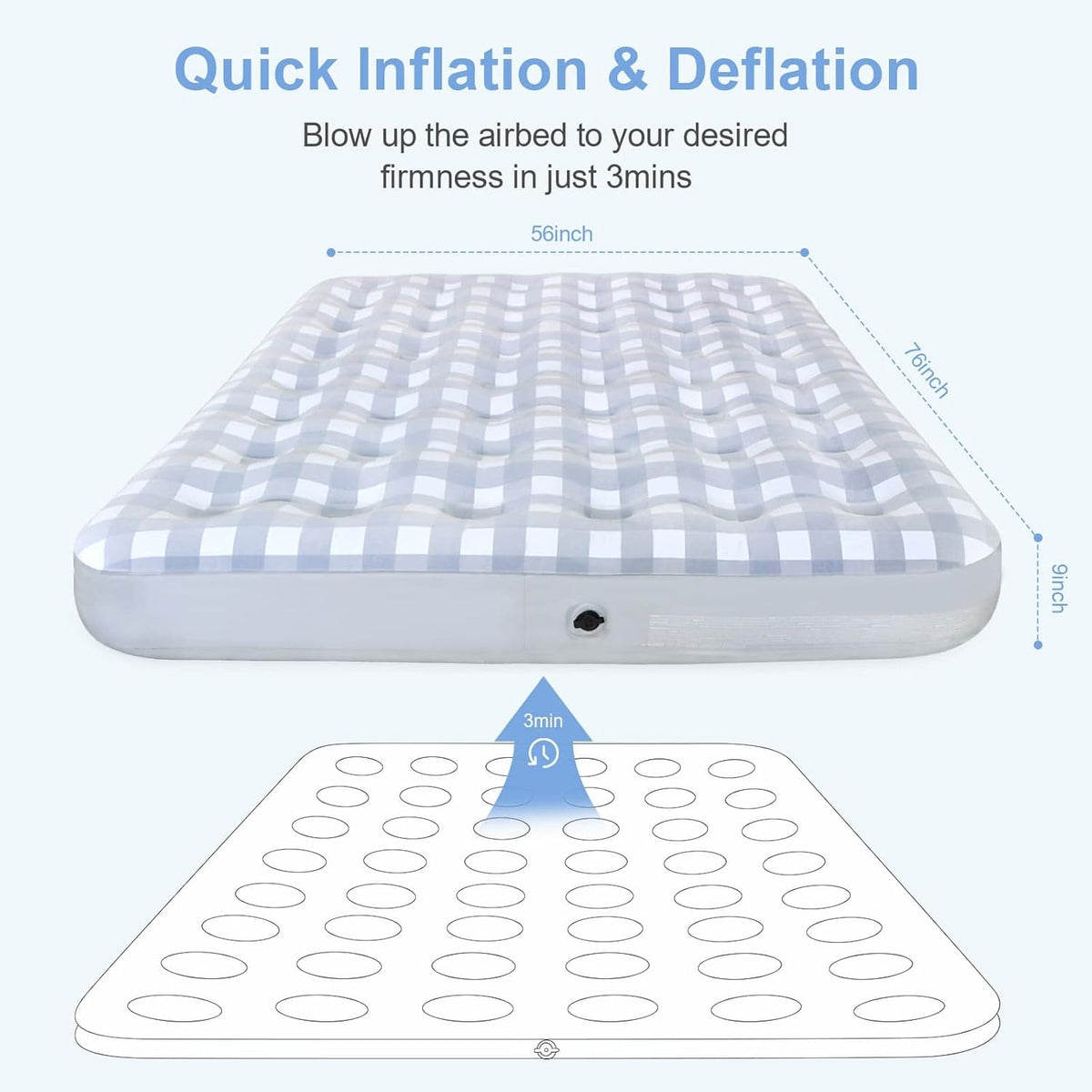Queen Air Mattress with Flocked Top Waterproof Cover Repair Kit G3146