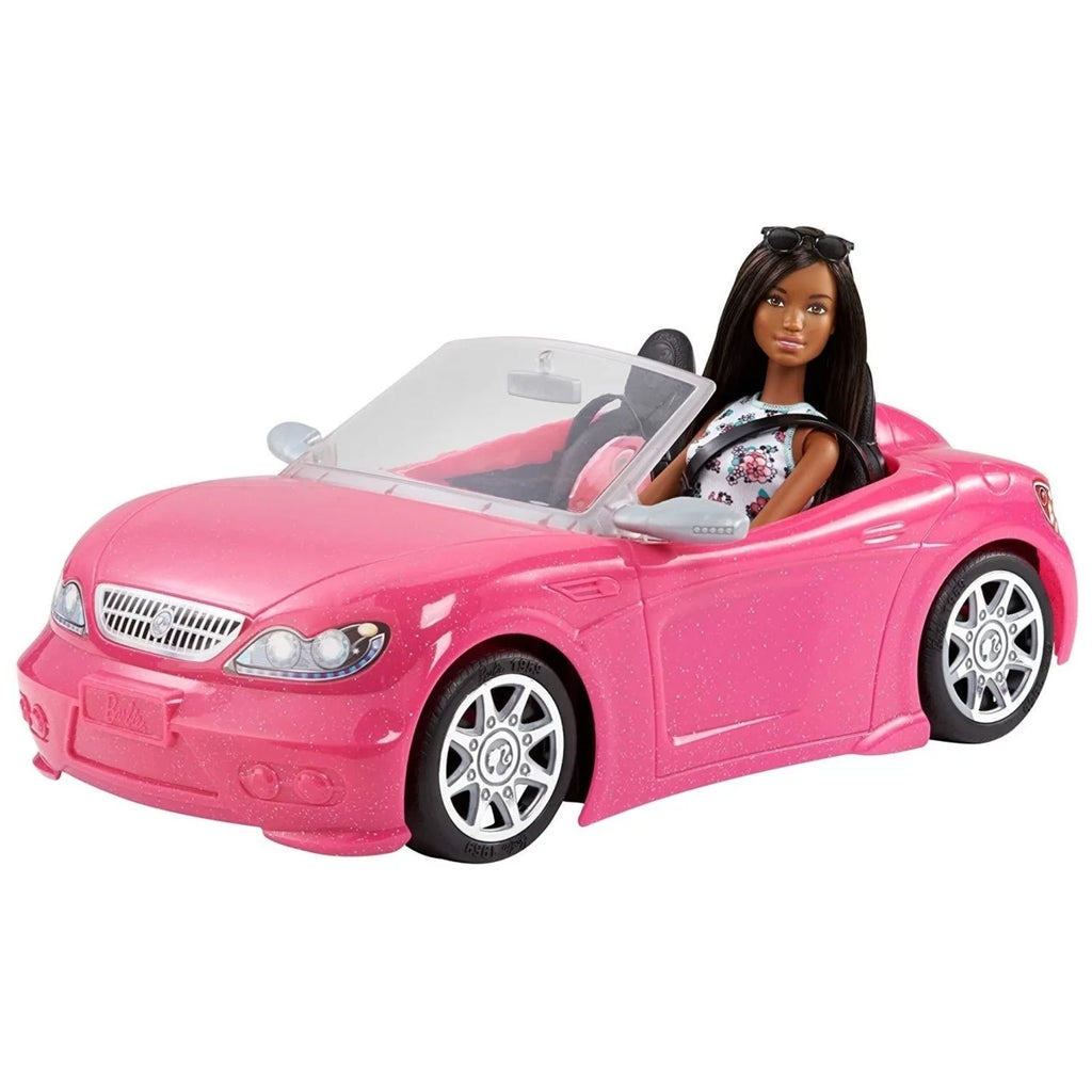 Barbie Doll & Convertible Car Brunette Figure Pink Vehicle C939911