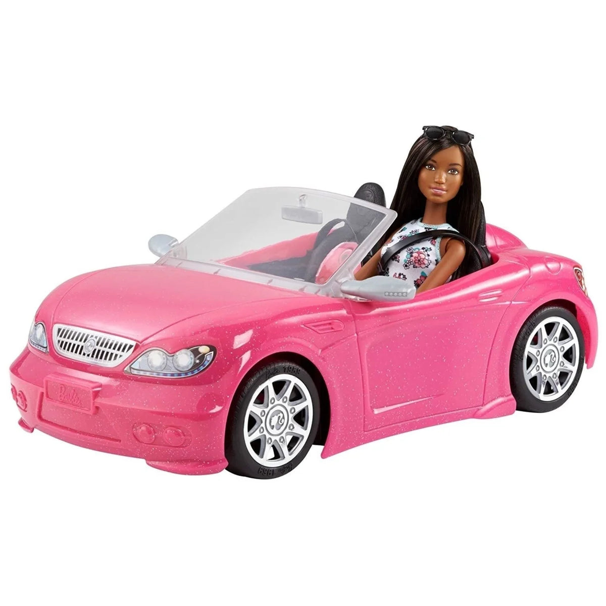Barbie Doll & Convertible Car Brunette Figure Pink Vehicle C939911