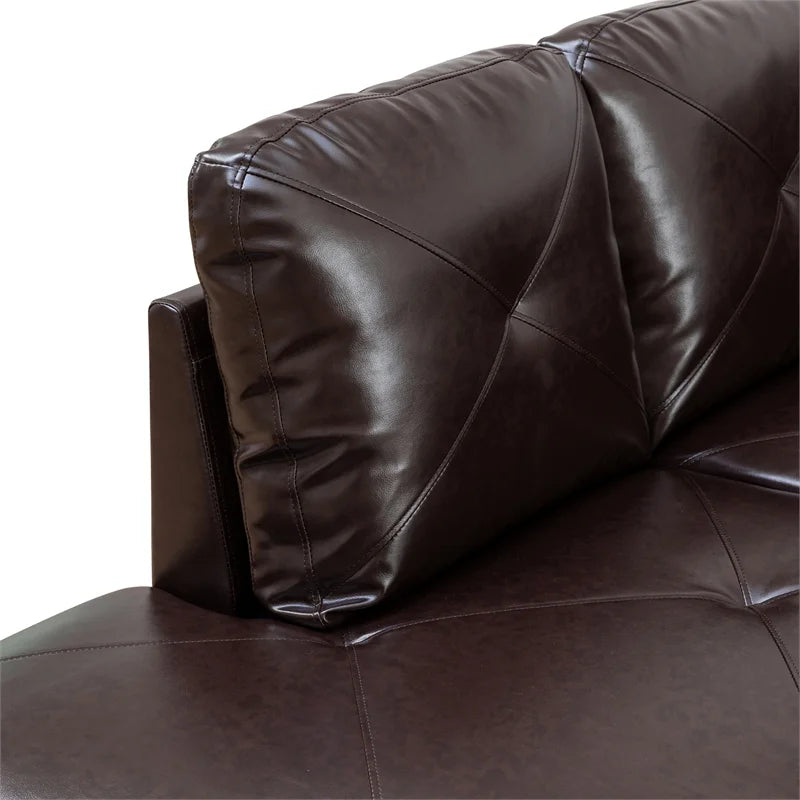 Faux Leather Left Facing Sectional Brown D22490