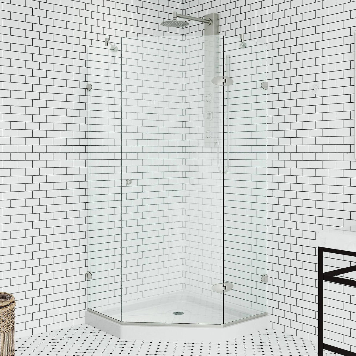 Frameless Neo-Angle Shower Enclosure with Low-Profile Base Y5898
