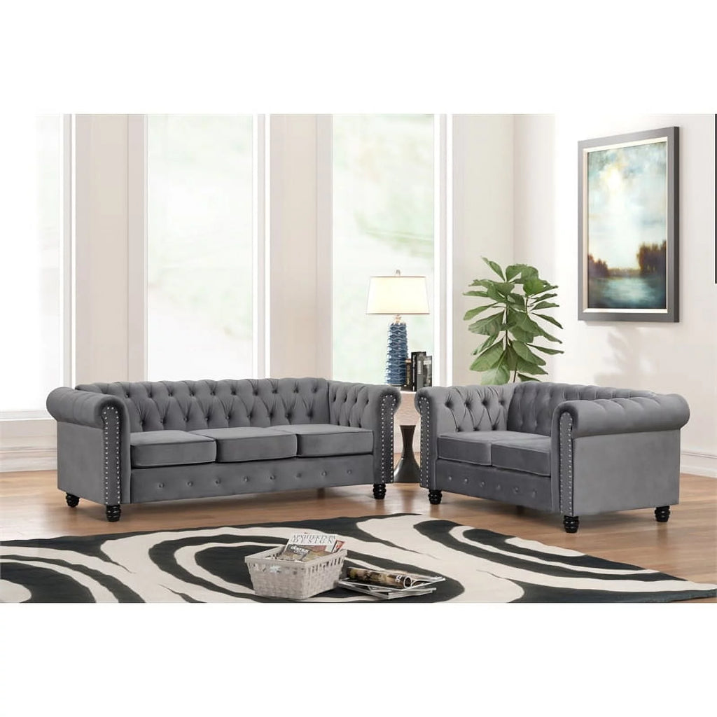 Gray Velvet Loveseat U826440