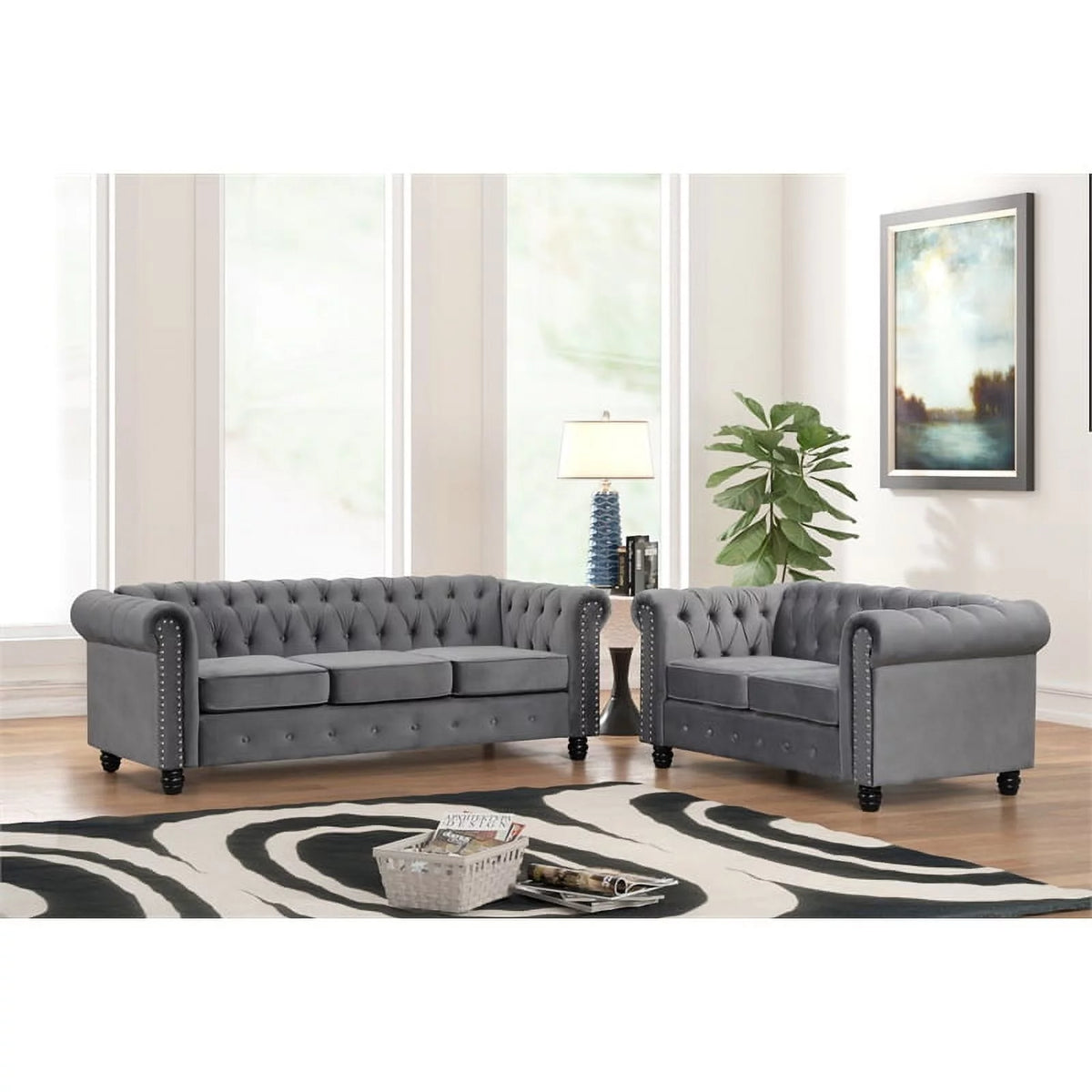 Gray Velvet Loveseat U826440