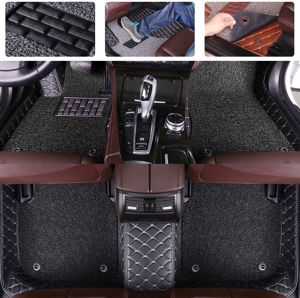 Double Layer Pu Leather & PVC Non-Slip Car Floor Mats D3330