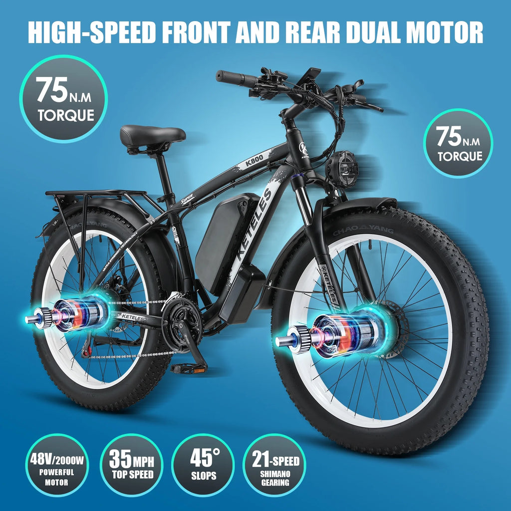 2000W 26 Fat Tire Electric Bike with 48V 23AH Removable Battery A628