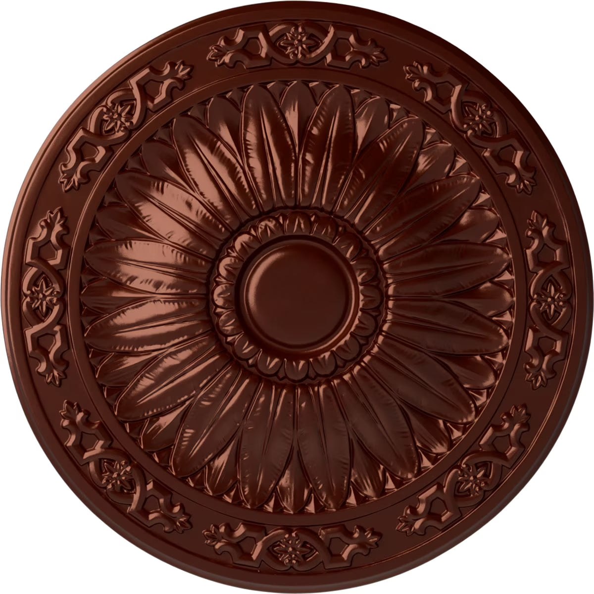 20 1/4"OD x 1 1/2"P Hand-Painted Antique Copper Ceiling Medallion S2195
