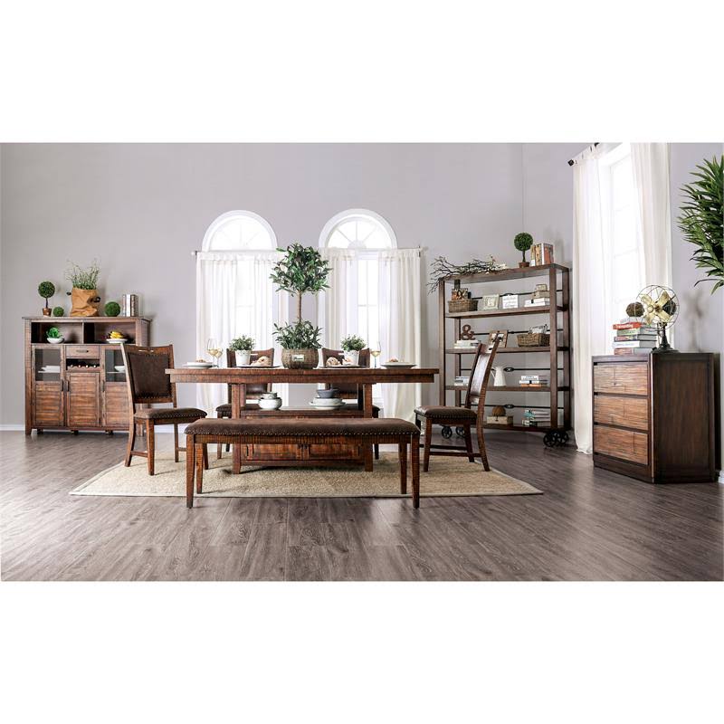 Solid Wood Nailhead Trim Bench in Dark Oak H41283