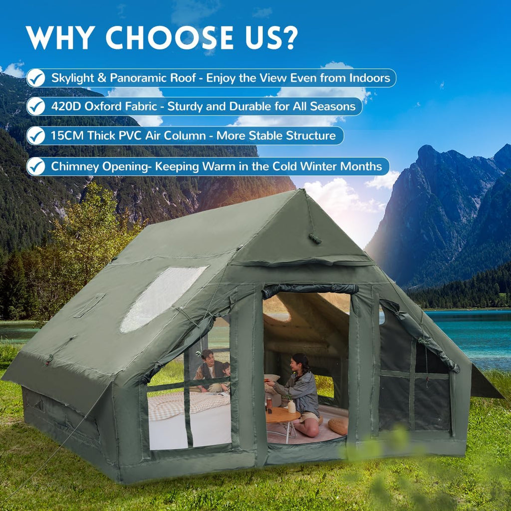Inflatable Camping Tent with Pump, 4 Season, Waterproof F701