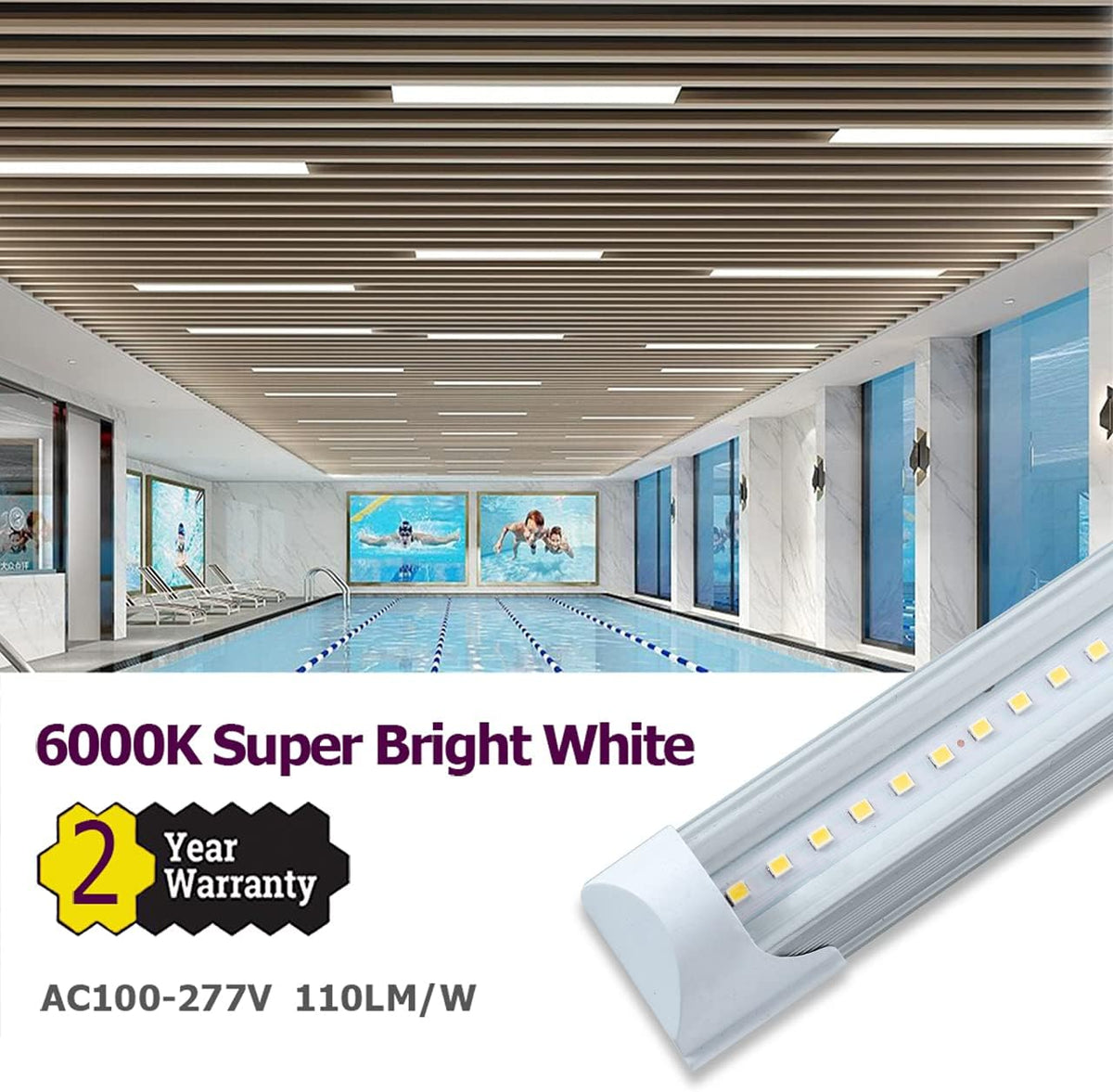 6 Pack 4FT 24W 6500K Cool White LED Shop Light with Plug Cable F649829