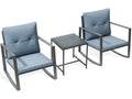 3-Piece Bistro Outdoor Cafe Furniture Set with Glass Table Grey X710828