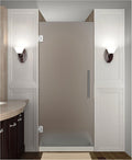 Frameless Hinged Shower Door in Frosted Glass, Brushed Stainless Steel D880