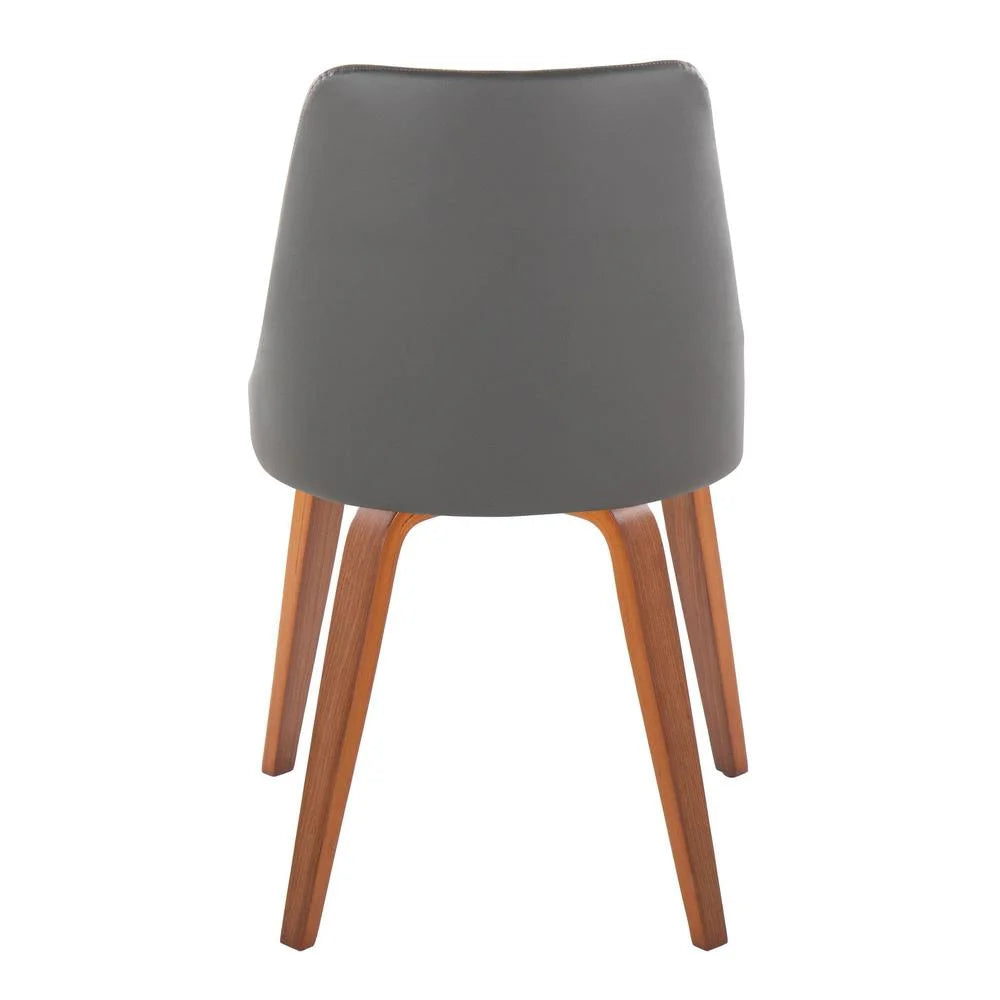 Grey Faux Leather Walnut Wood Dining Chair Set of 2 M864