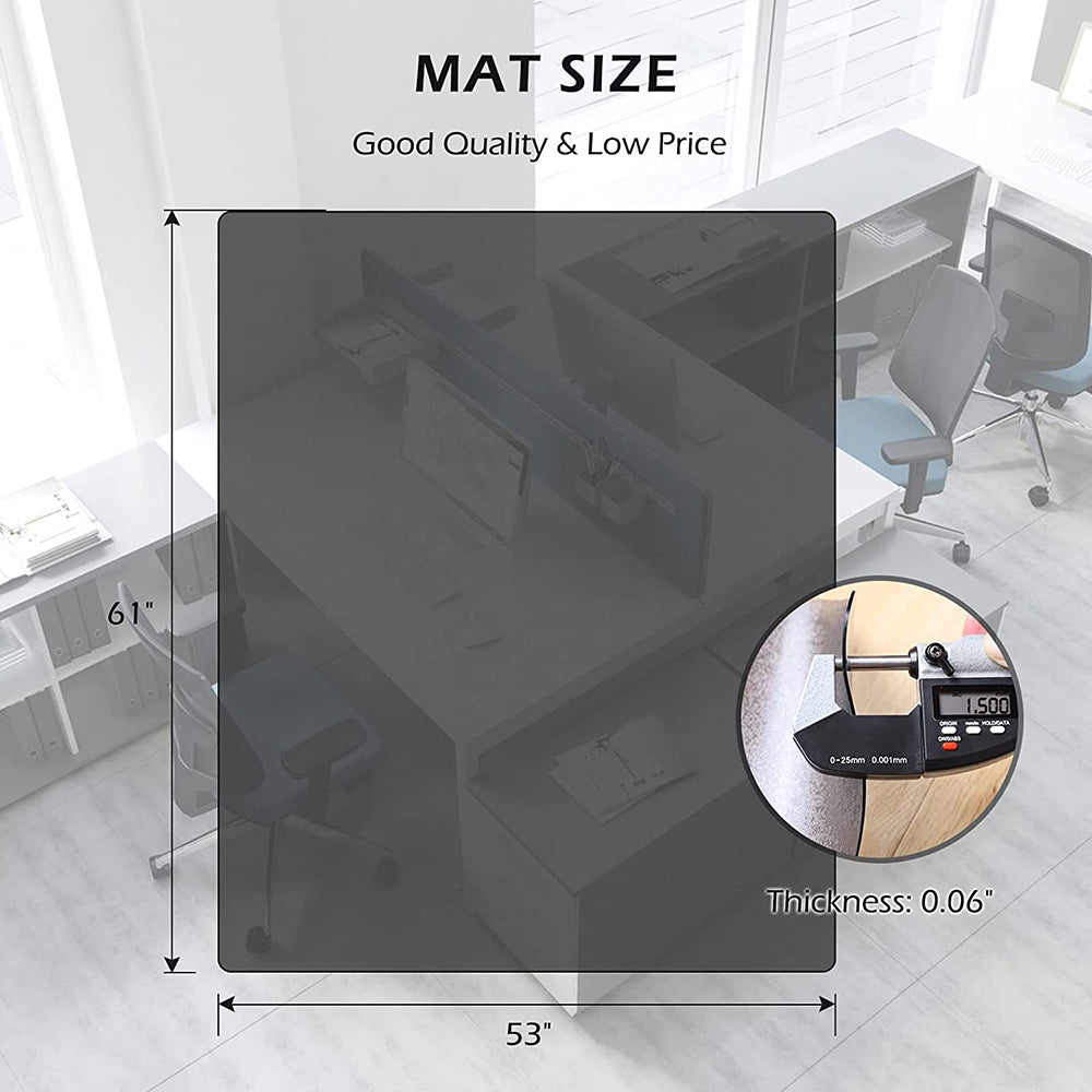63" X 51" Vinyl Desk Chair Mat Protector (Translucent Black) Z4465