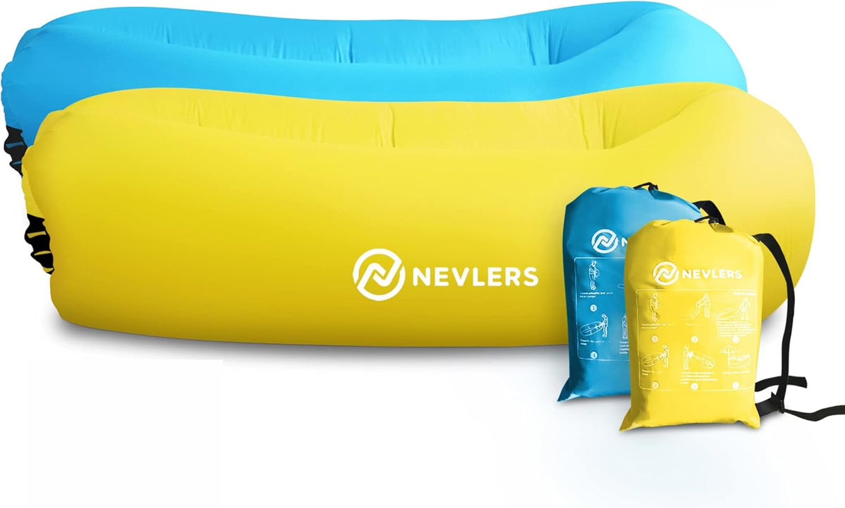 2 Pack Inflatable Loungers with Side Pockets and Travel Bags W97231