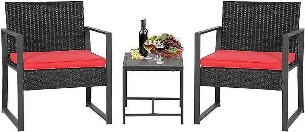3 Piece Wicker Rattan Patio Bistro Set F862162