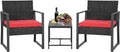 3 Piece Wicker Rattan Patio Bistro Set F862162