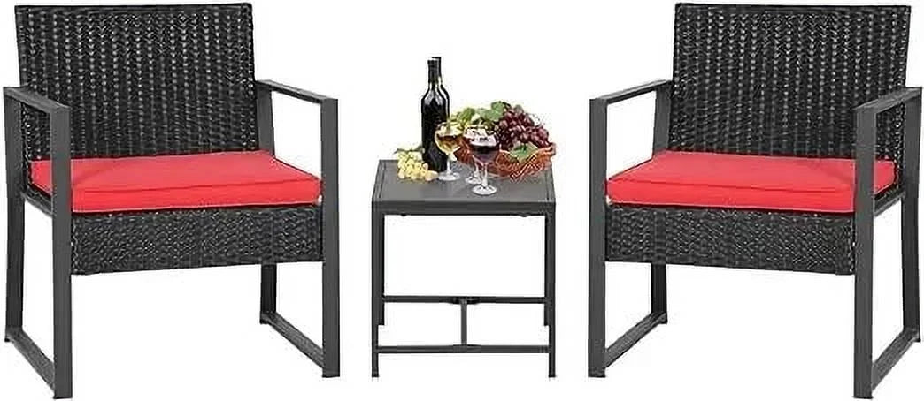3 Piece Wicker Rattan Patio Bistro Set F862162