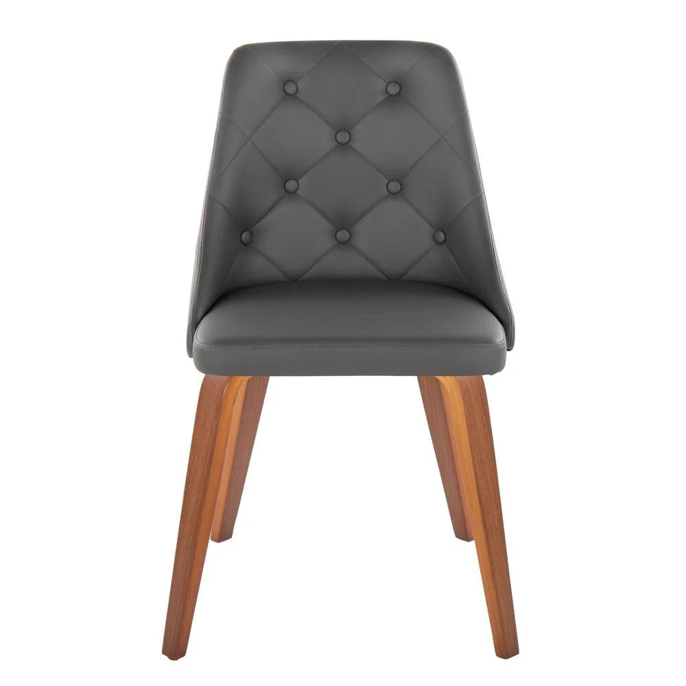 Grey Faux Leather Walnut Wood Dining Chair Set of 2 M864