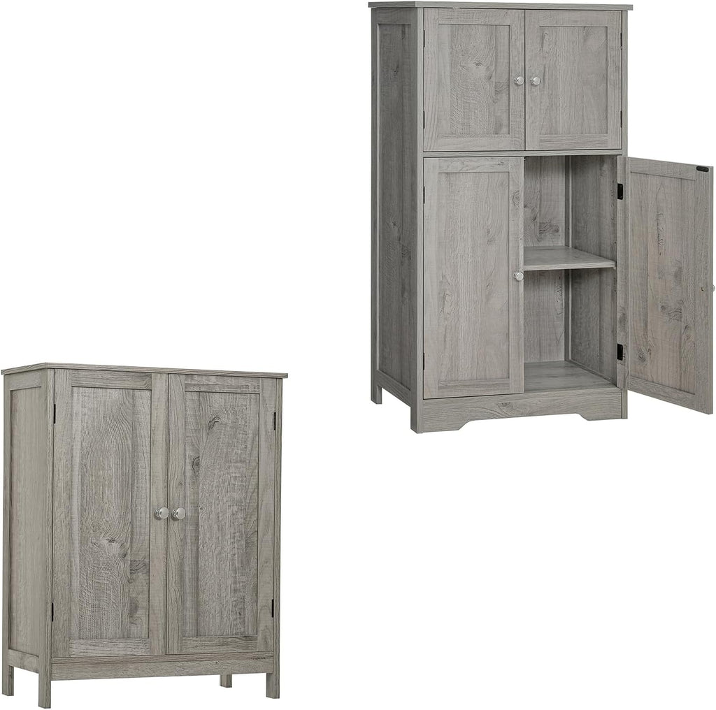Grey Storage Cabinet with 4 Doors and Adjustable Shelf A126228