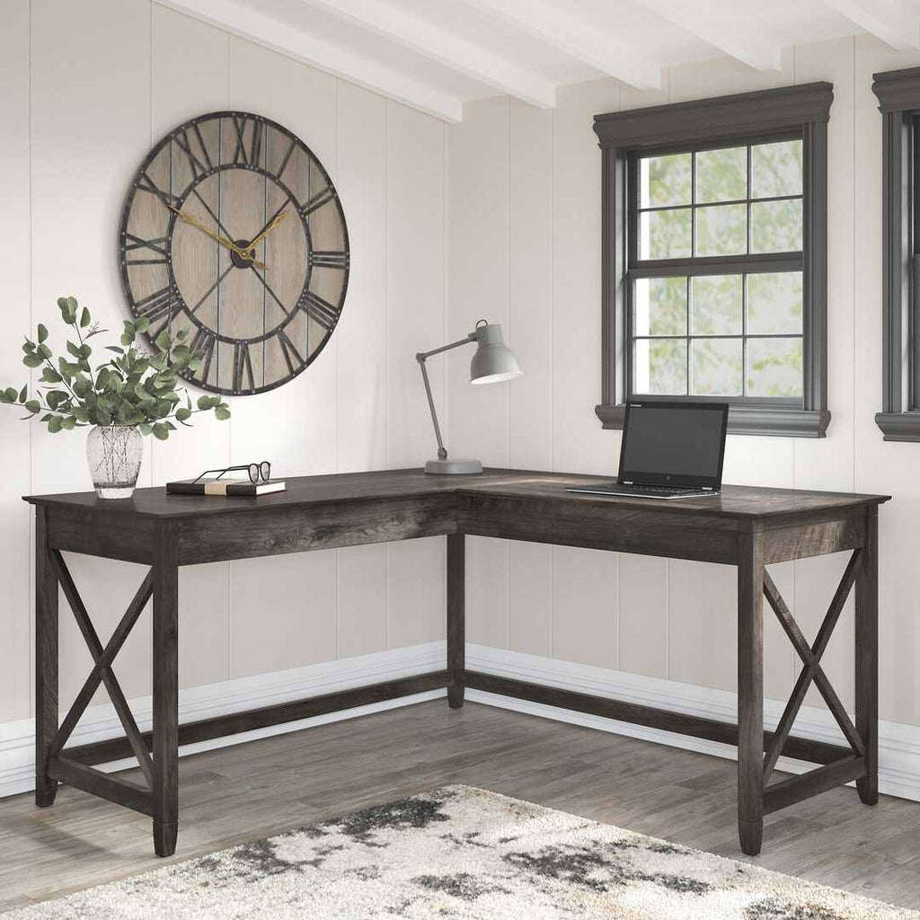 60W L Shaped Desk, Cape Cod Gray D609