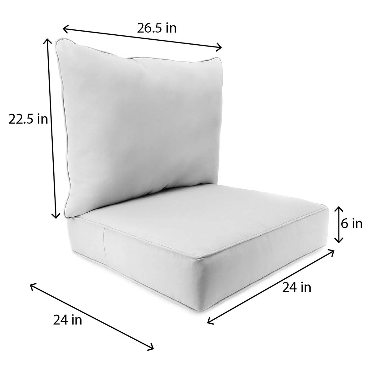 Grey Stripe Rectangular Outdoor Deep Seating Chair Seat and Back Cushion U69458