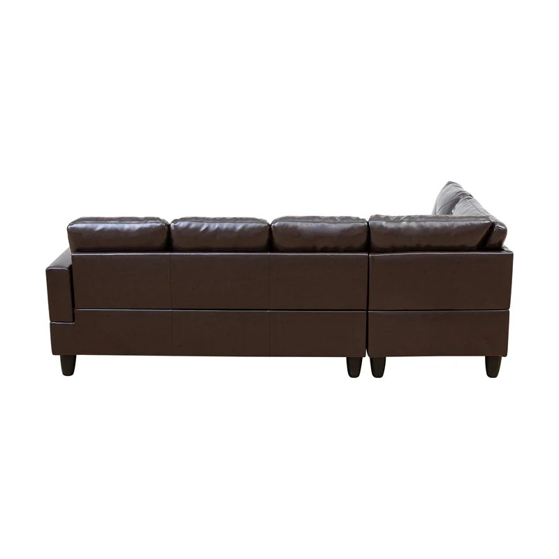 Faux Leather Left Facing Sectional Brown D22490