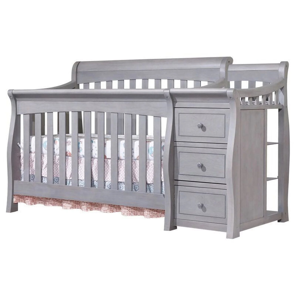 Gray Baby Crib with Changing Table and 4 Drawer Dresser Set U706