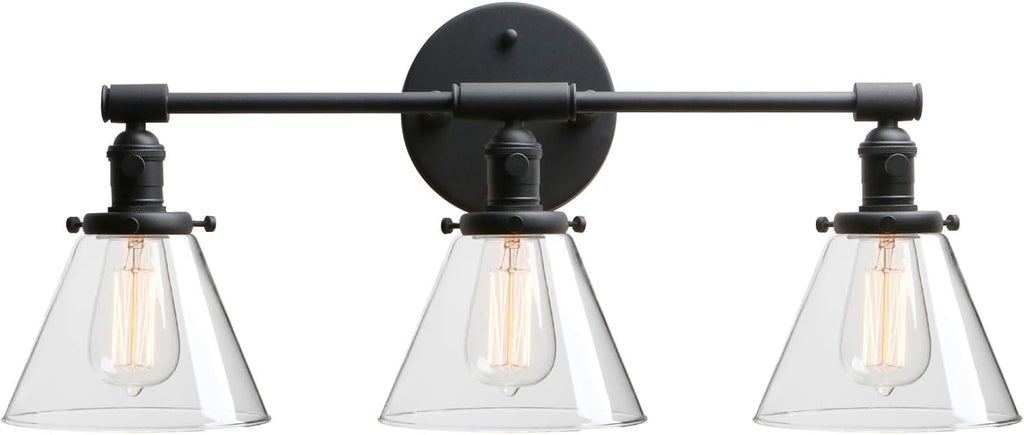 Black Wall Sconce Light Fixture with Clear Glass Canopy S4073