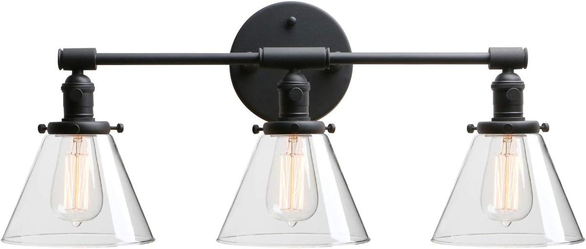 Black Wall Sconce Light Fixture with Clear Glass Canopy S4073