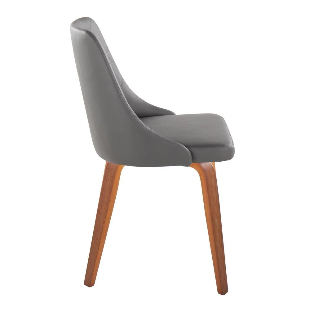 Grey Faux Leather Walnut Wood Dining Chair Set of 2 M864