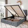 Queen Size Lift Up Storage Bed Frame with Wingback Headboard D6581