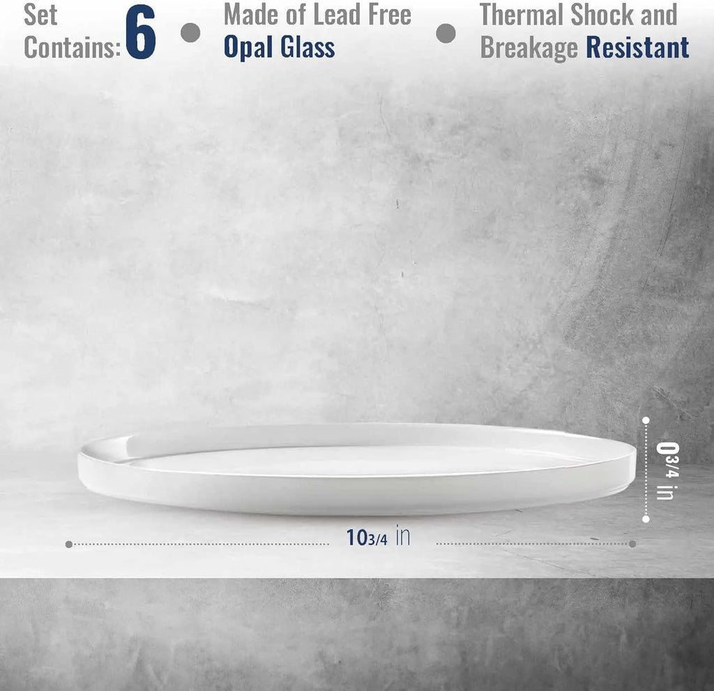 Set Of 6 Tempered Opal Glass Flat Plates R729119