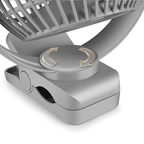 6 inch Rechargeable Clip on Fan, 5000mah Battery Desk Fan, 360° Rotation, 3 Speeds, Black N88846