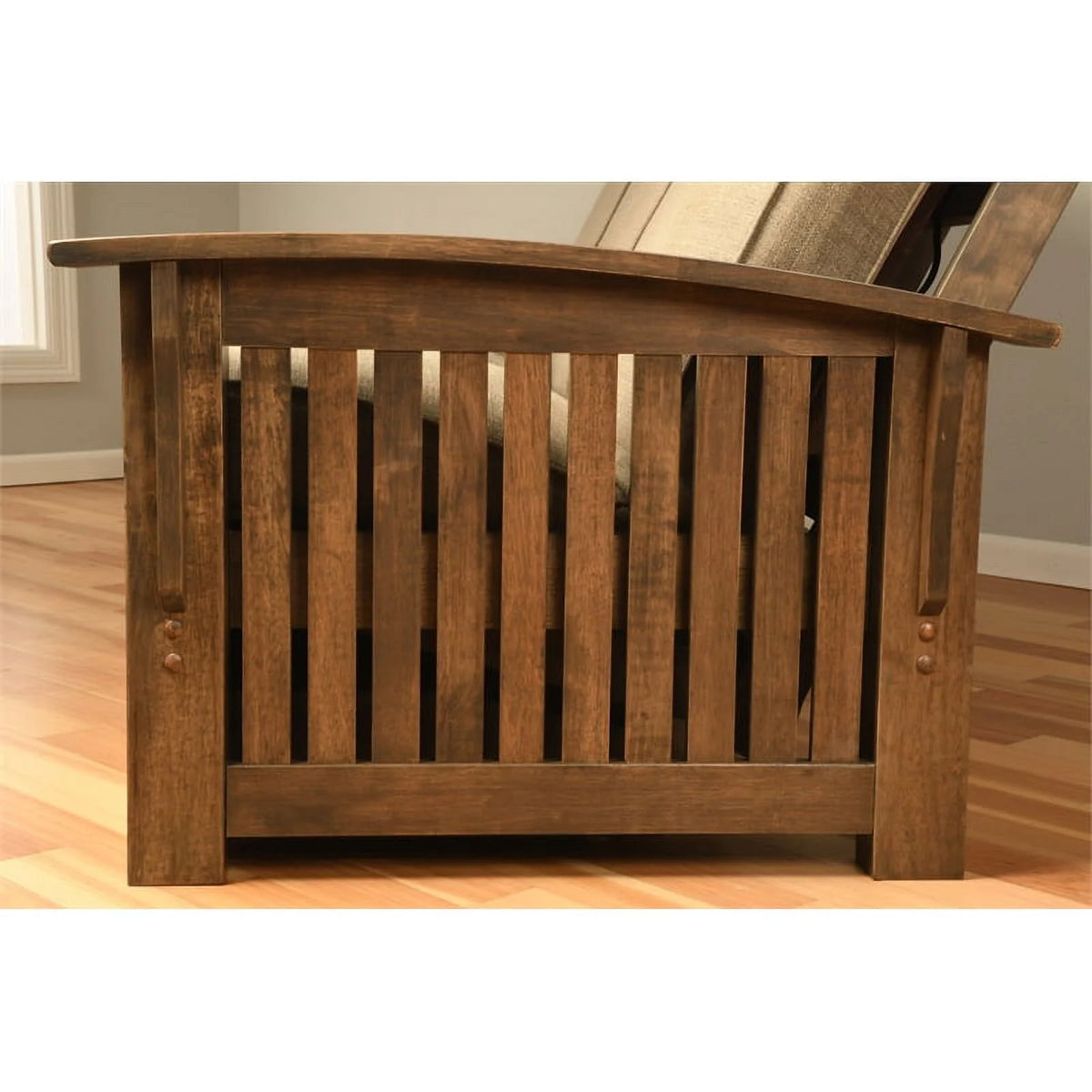 Rustic Walnut Futon with Java Brown Mattress C7108