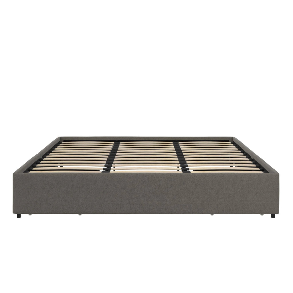 Gray Linen King Platform Bed with Storage C5562
