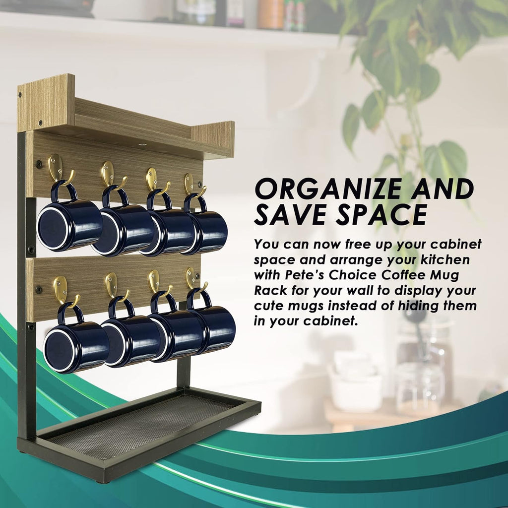Wall Mounted 2-Tier Coffee Mug Rack V8403