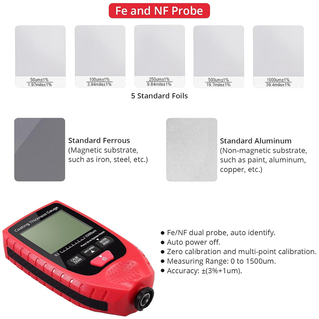 Paint Coating Thickness Gauge Meter Handheld with Backlight LCD D60153