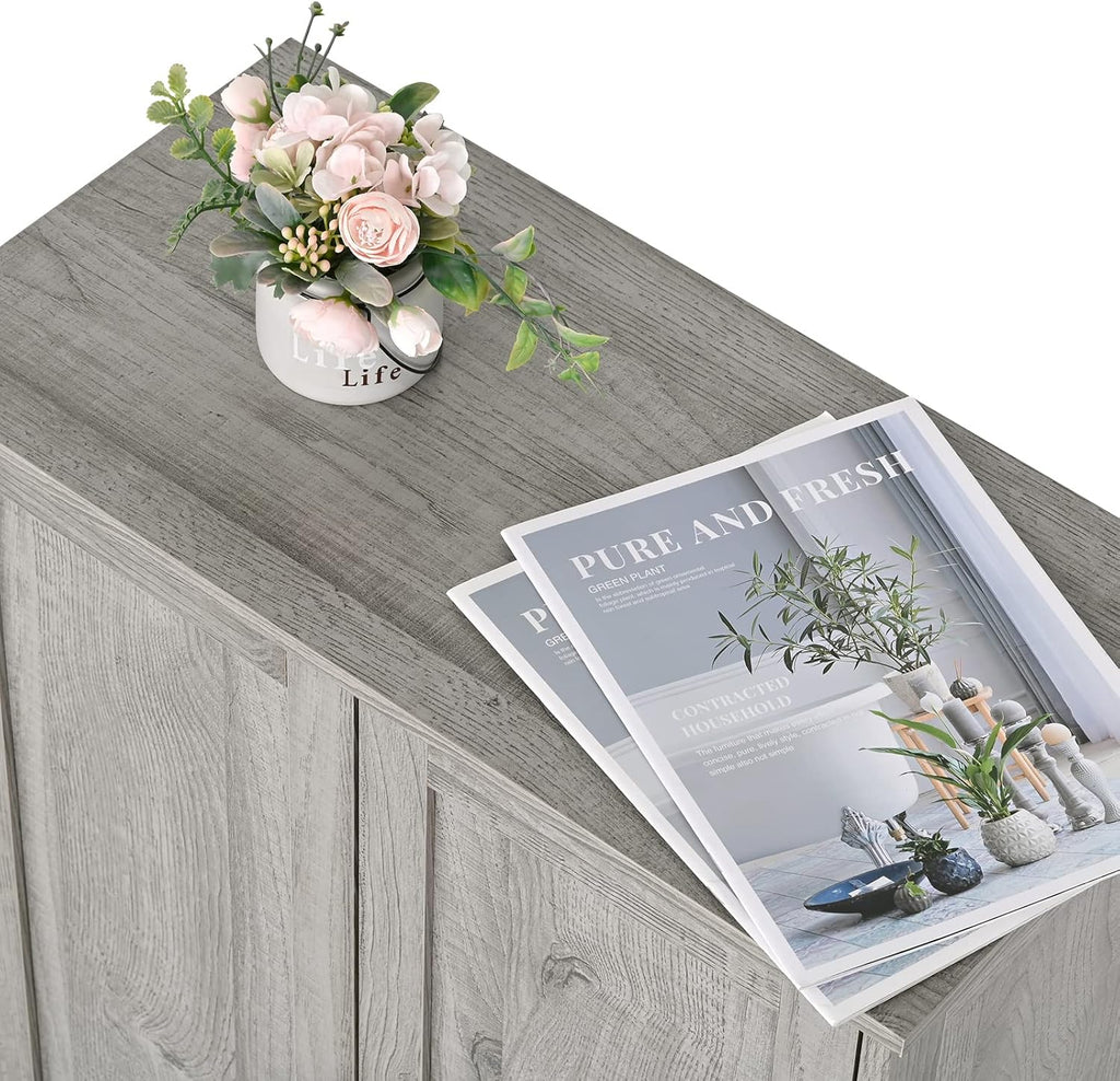 Grey Storage Cabinet with 4 Doors and Adjustable Shelf A126228