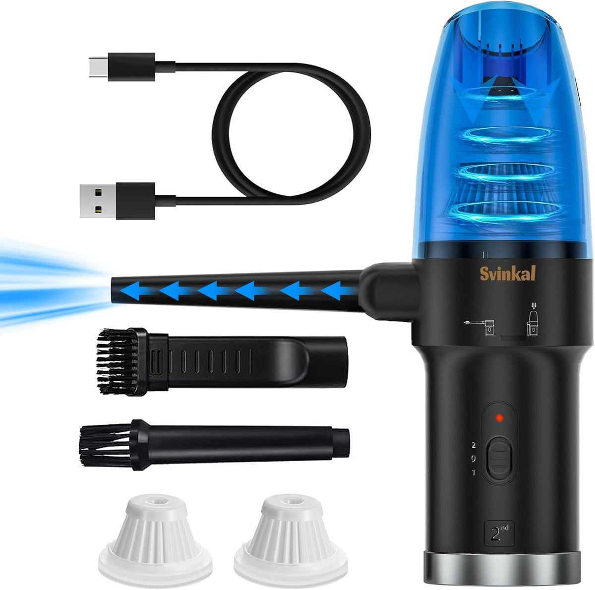 Cordless Air Duster & Vacuum 2-in-1, 6000mAh, Pack of 2 X6668